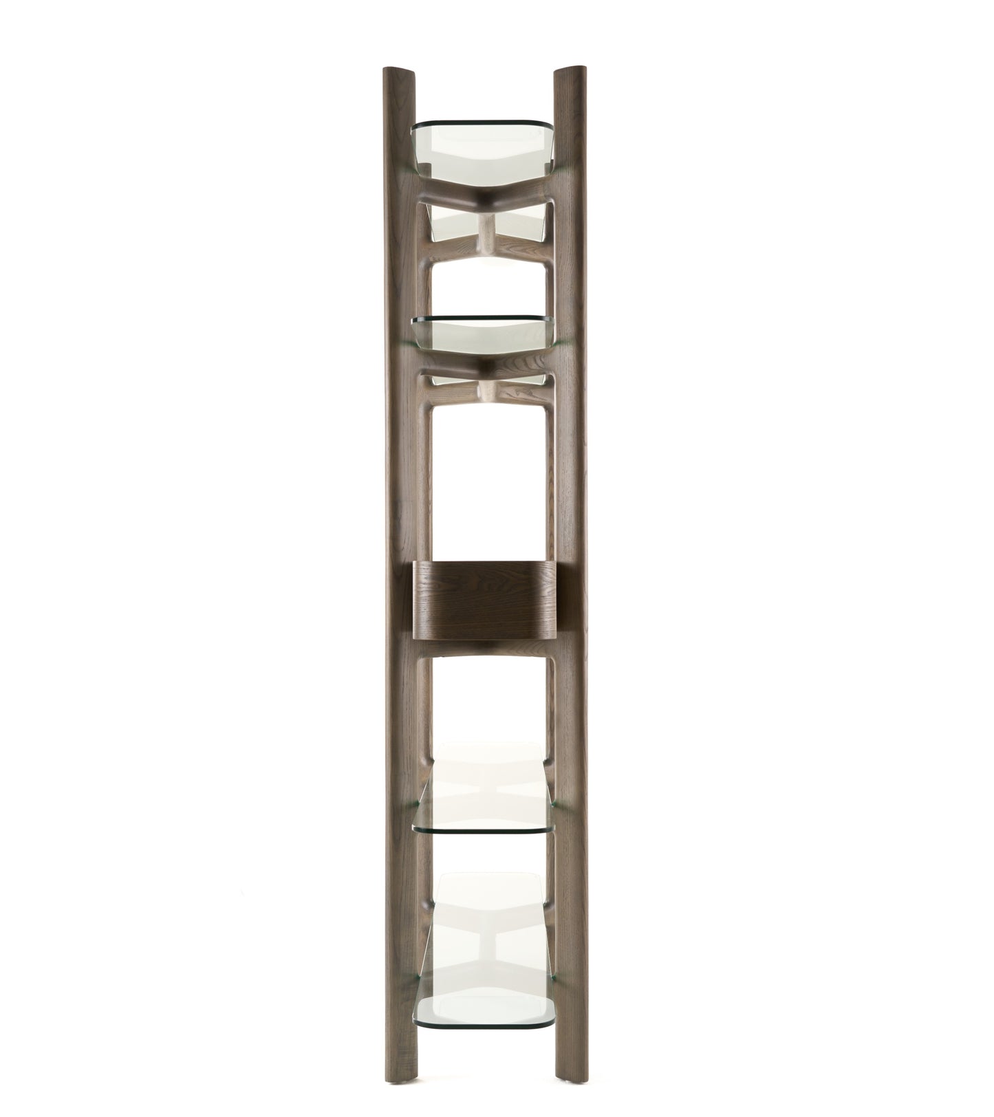 Modrest Rinaldi Mid-Century Modern Grey Ash Glass Bookshelf