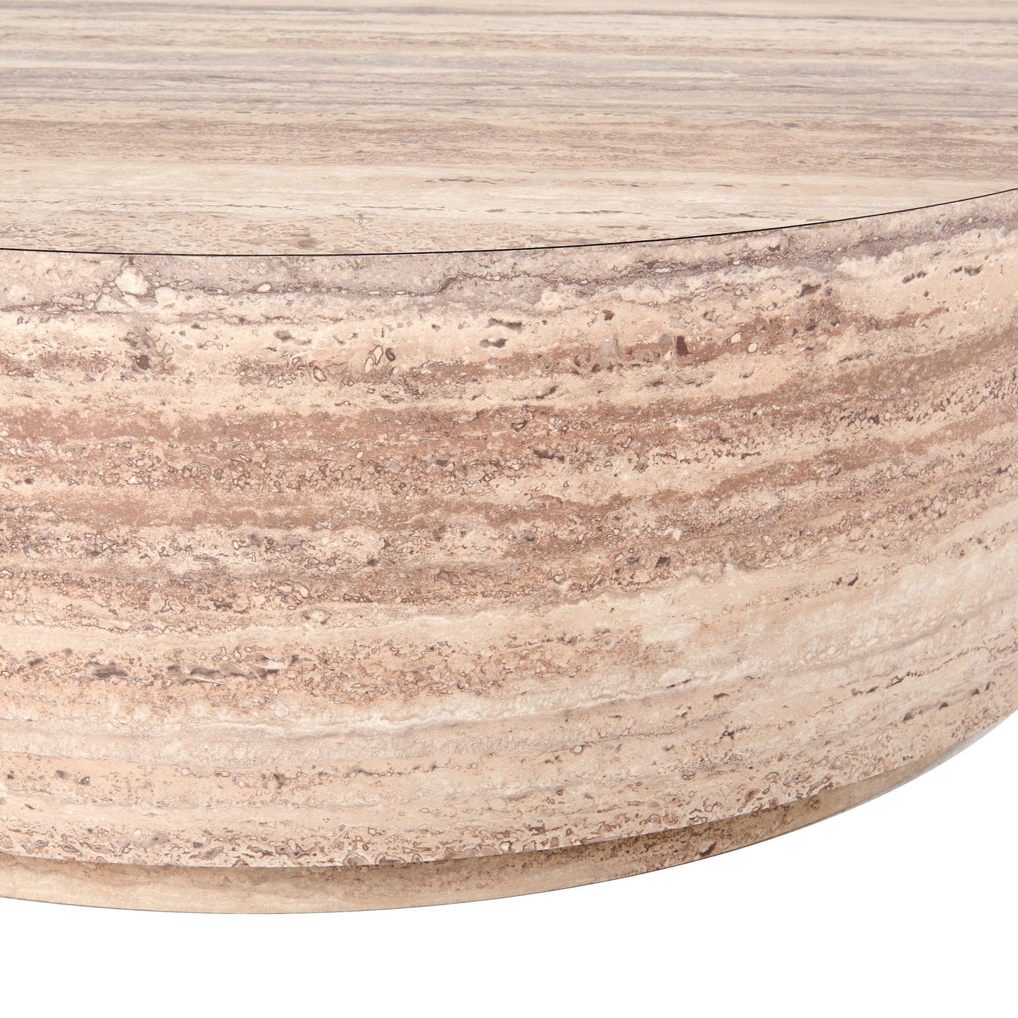 Nova Domus Roma Modern Faux Travertine Round Coffee Table