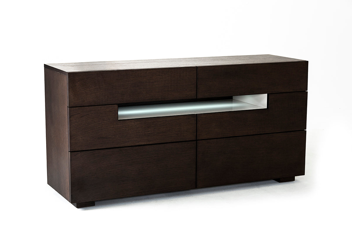 Modrest Ceres Contemporary Brown Oak and Grey Dresser w/ LED Light