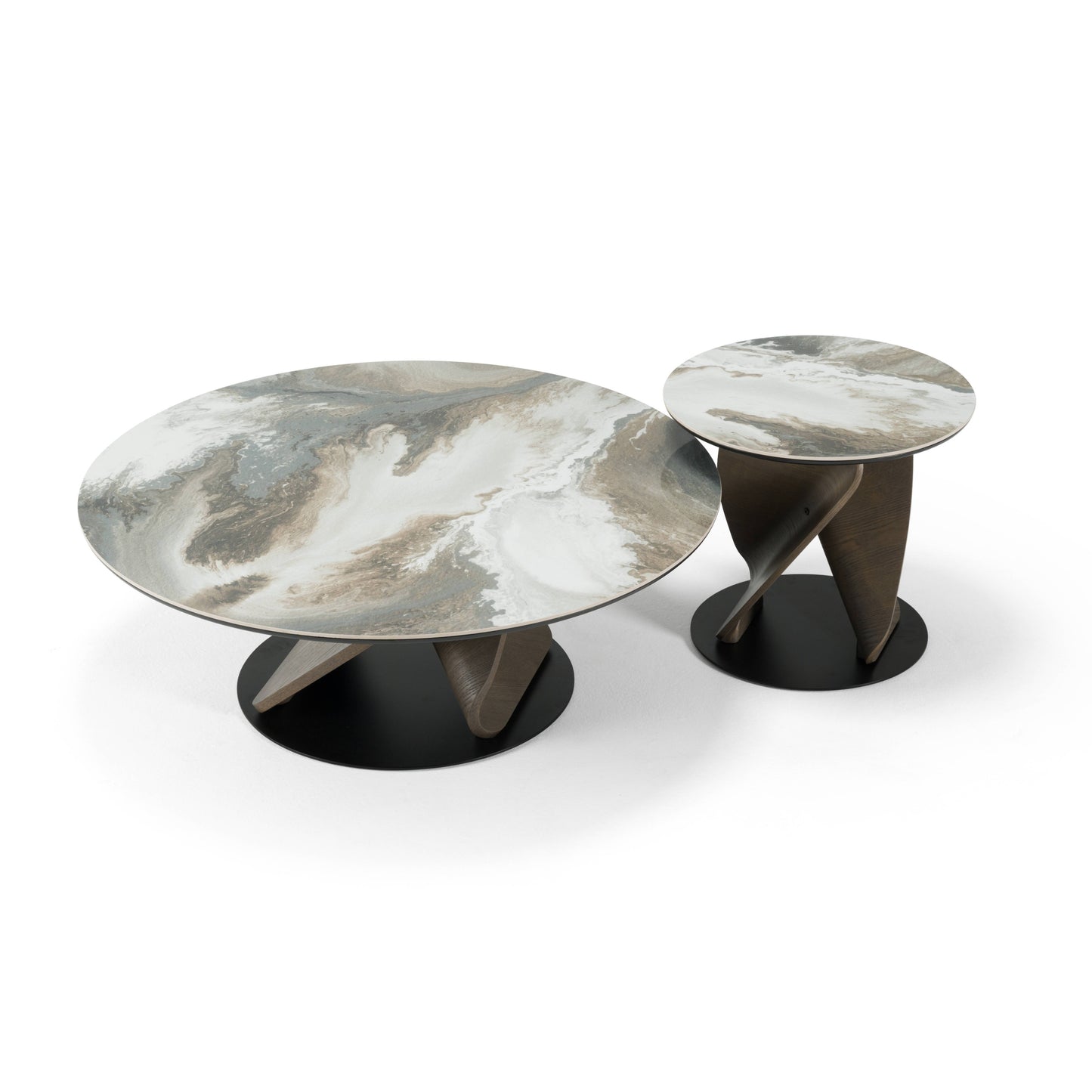 Modrest Schiff Modern Marbled Ceramic Coffee Table Set