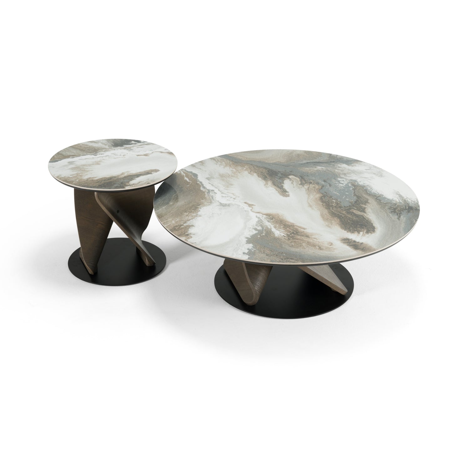 Modrest Schiff Modern Marbled Ceramic Coffee Table Set