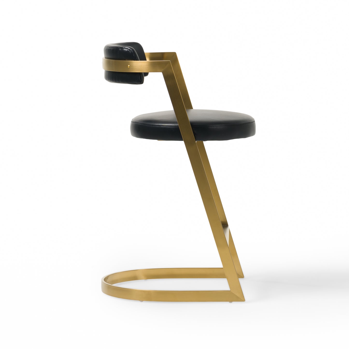 Modrest Shandra Black Pleather Gold Counter Stool