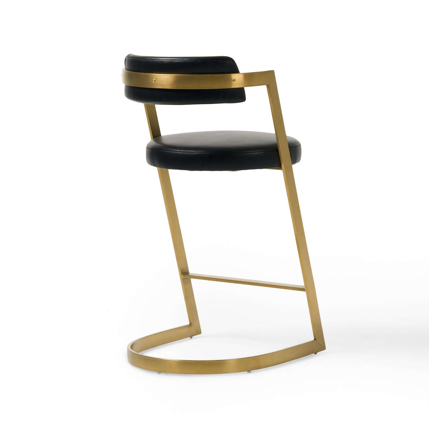 Modrest Shandra Black Pleather Gold Counter Stool