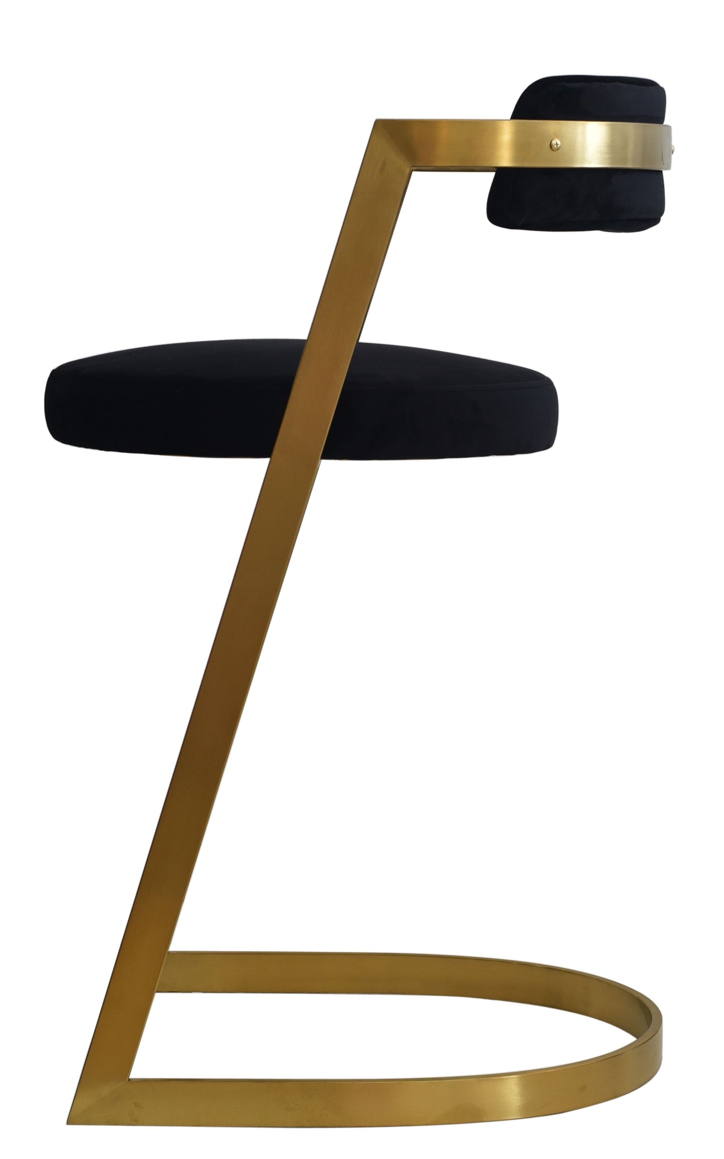 Modrest Shandra Black Velvet Gold Counter Stool