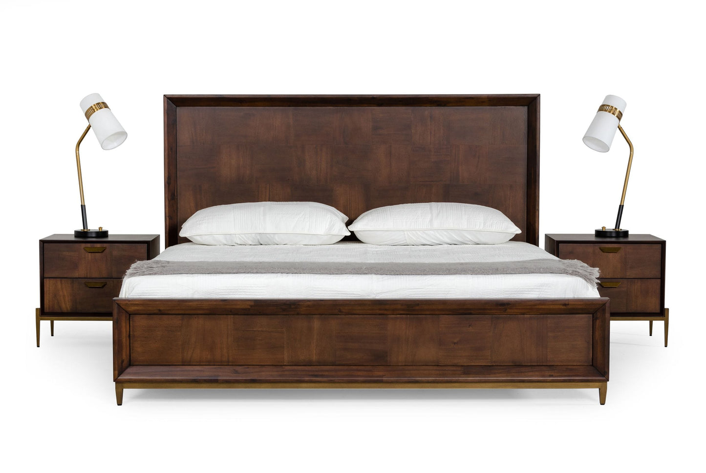 Modrest Shane East King Modern Acacia and Brass Bed