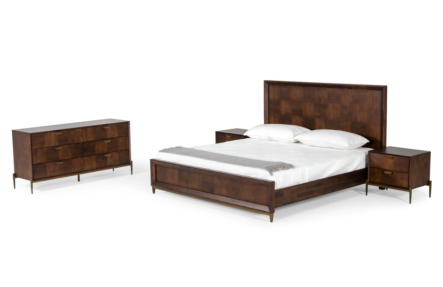 Modrest Shane East King Modern Acacia and Brass Bed