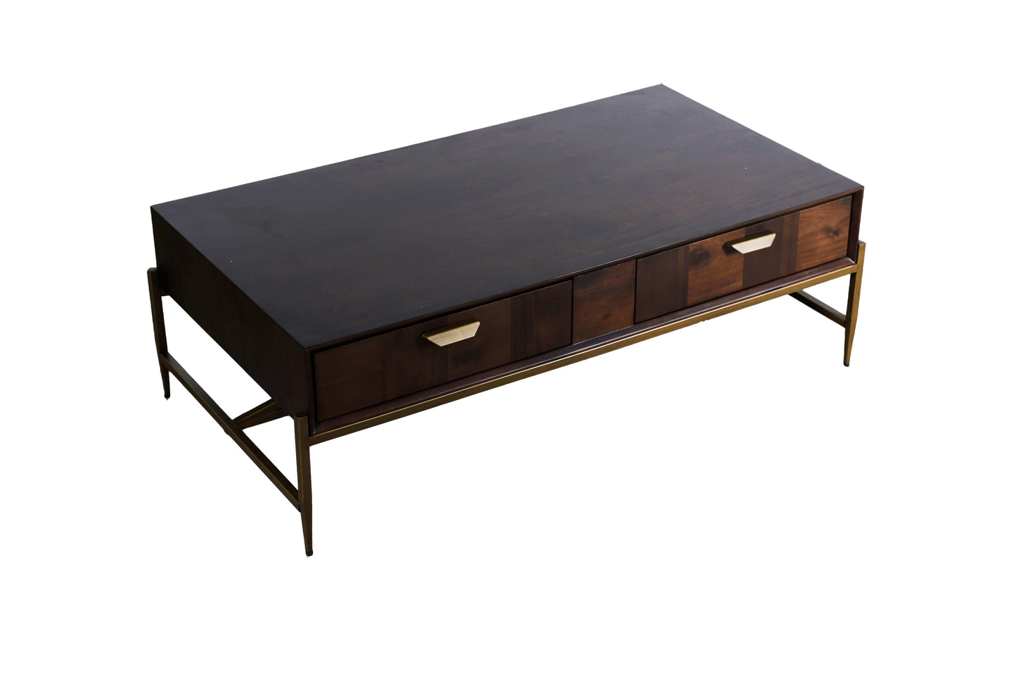Modrest Shane Modern Acacia and Brass Coffee Table