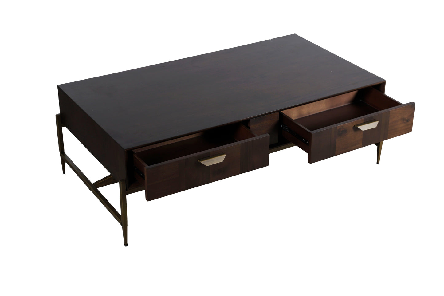 Modrest Shane Modern Acacia and Brass Coffee Table