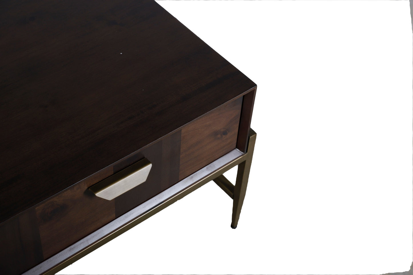 Modrest Shane Modern Acacia and Brass Coffee Table
