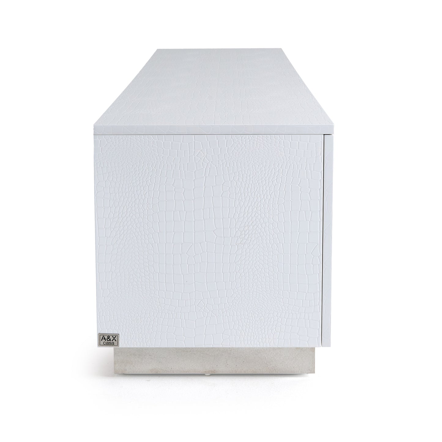 Skyline Modern White Crocodile TV Stand