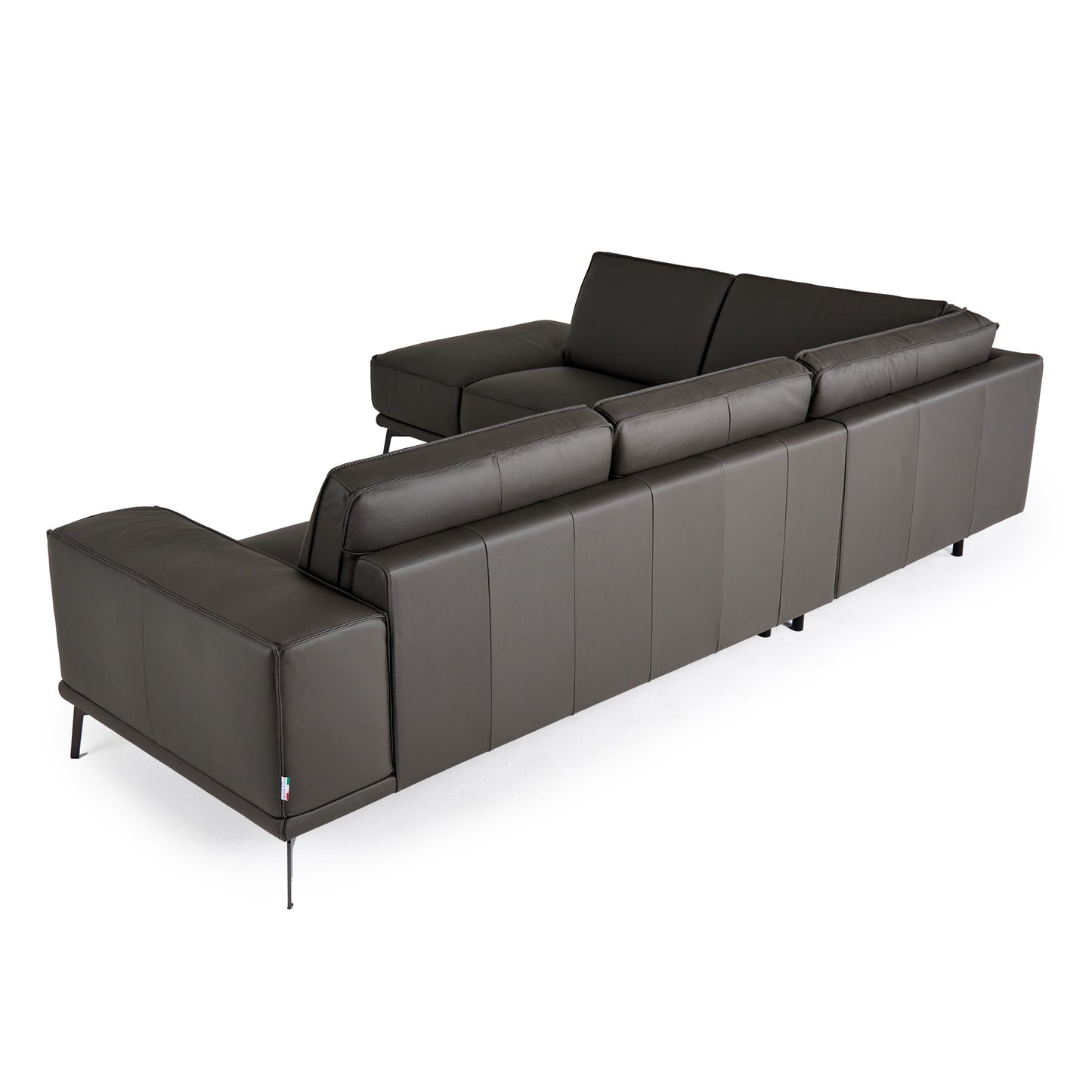 Lamod Italia Soho Italian Left Facing Grey Nirvana Fume Leather Sectional Sofa