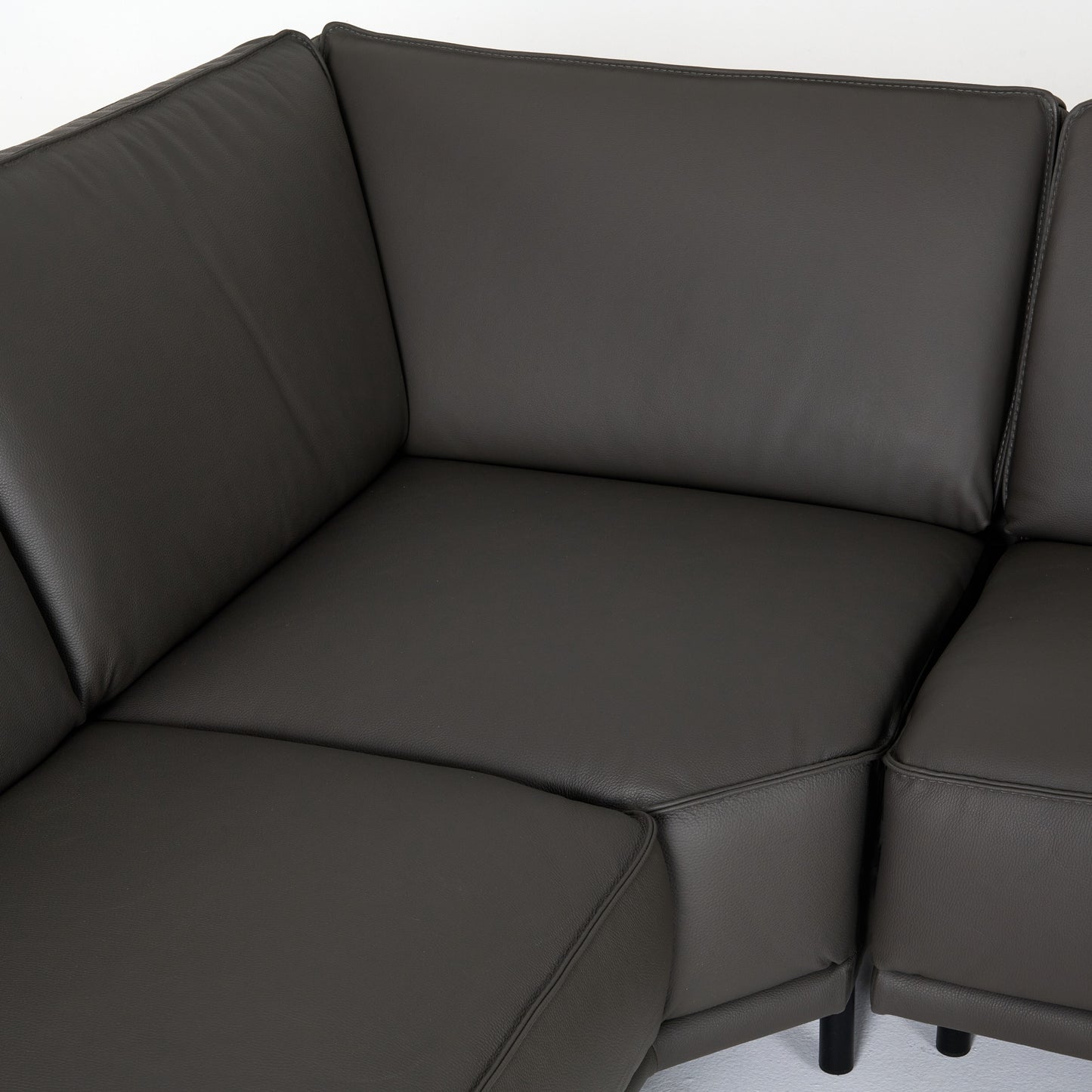 Lamod Italia Soho Italian Left Facing Grey Nirvana Fume Leather Sectional Sofa
