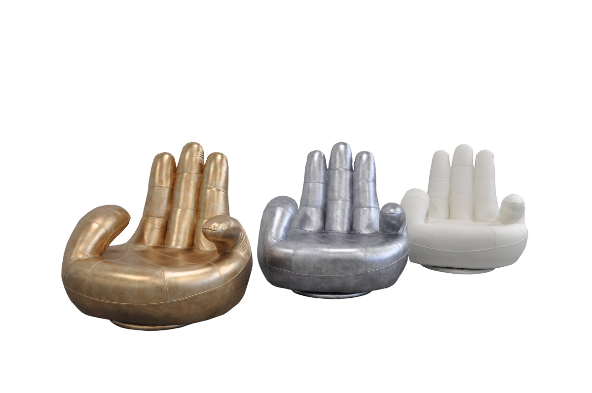 Lamod Italia Sosia Italian Modern Silver Leather Hand Accent Chair