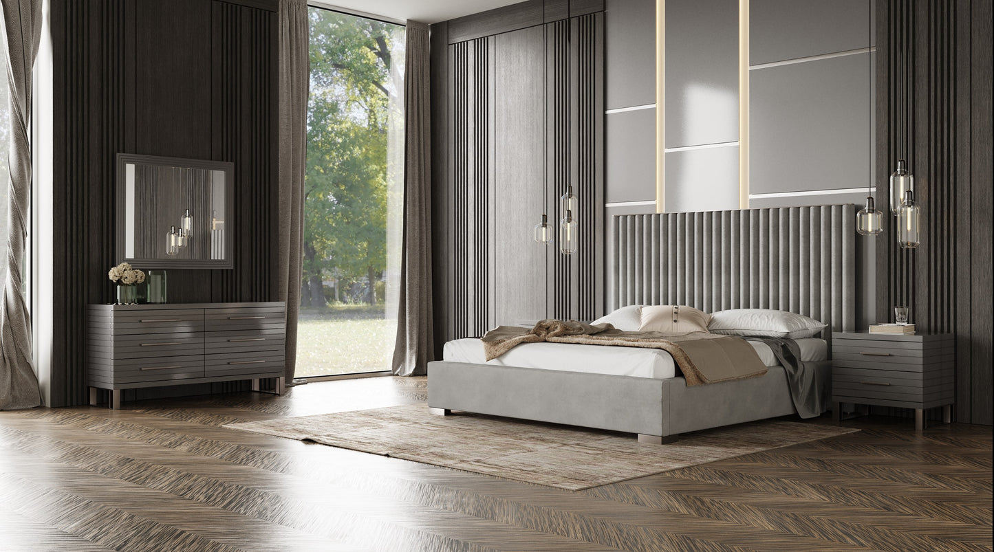 Modrest Splendor Grey High Gloss Slatted Dresser