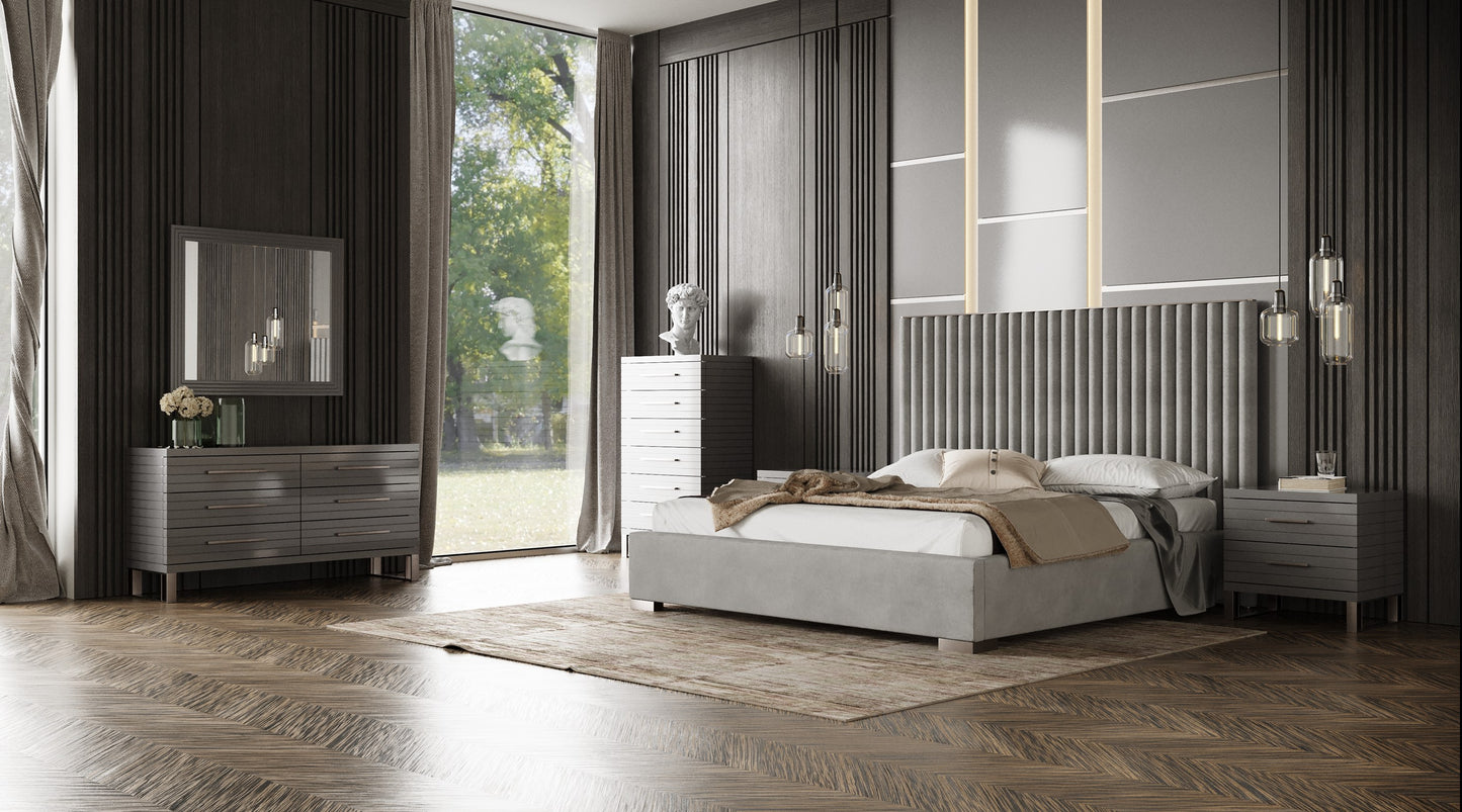 Modrest Splendor Grey High Gloss Slatted Chest