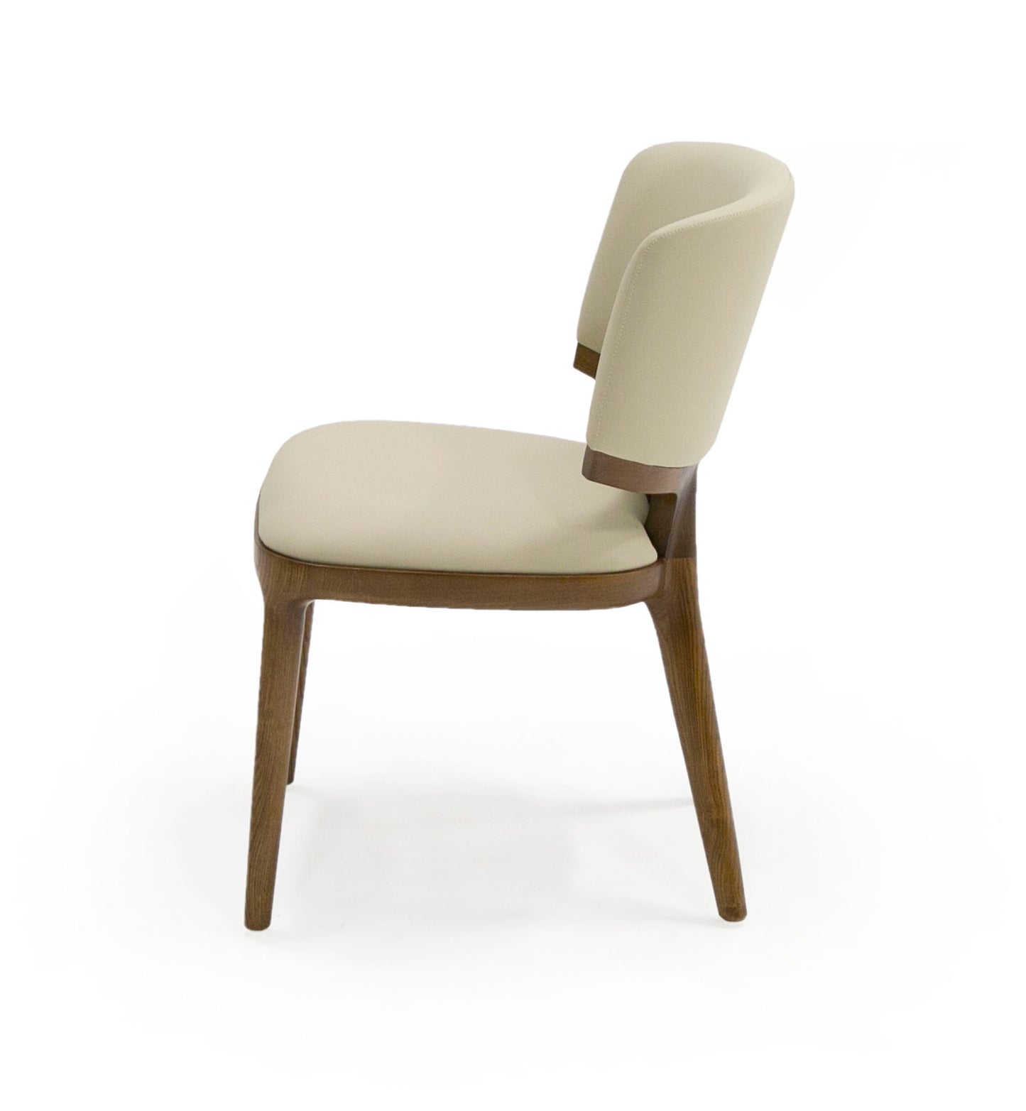 Modrest Stanley Contemporary Beige Leatherette and Walnut Set of 2 Dining Chair