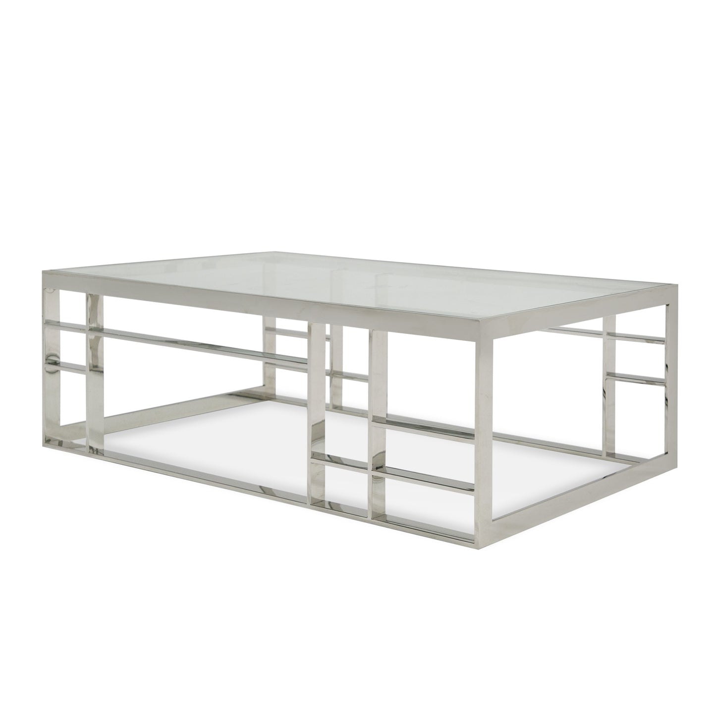 Modrest Stephen Modern Glass and Stainless Steel Coffee Table