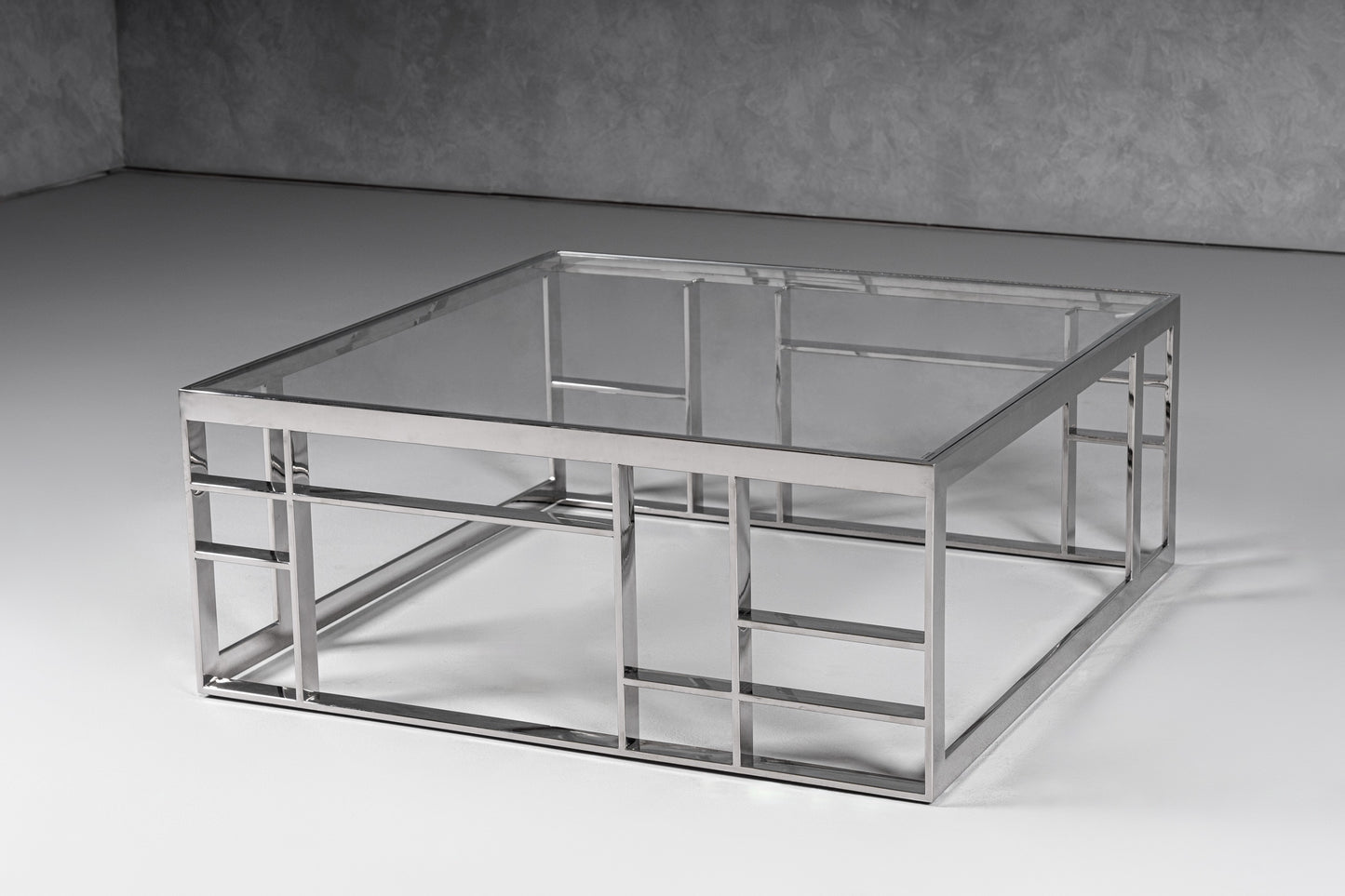 Modrest Stephen Modern Glass and Stainless Steel Square Coffee Table