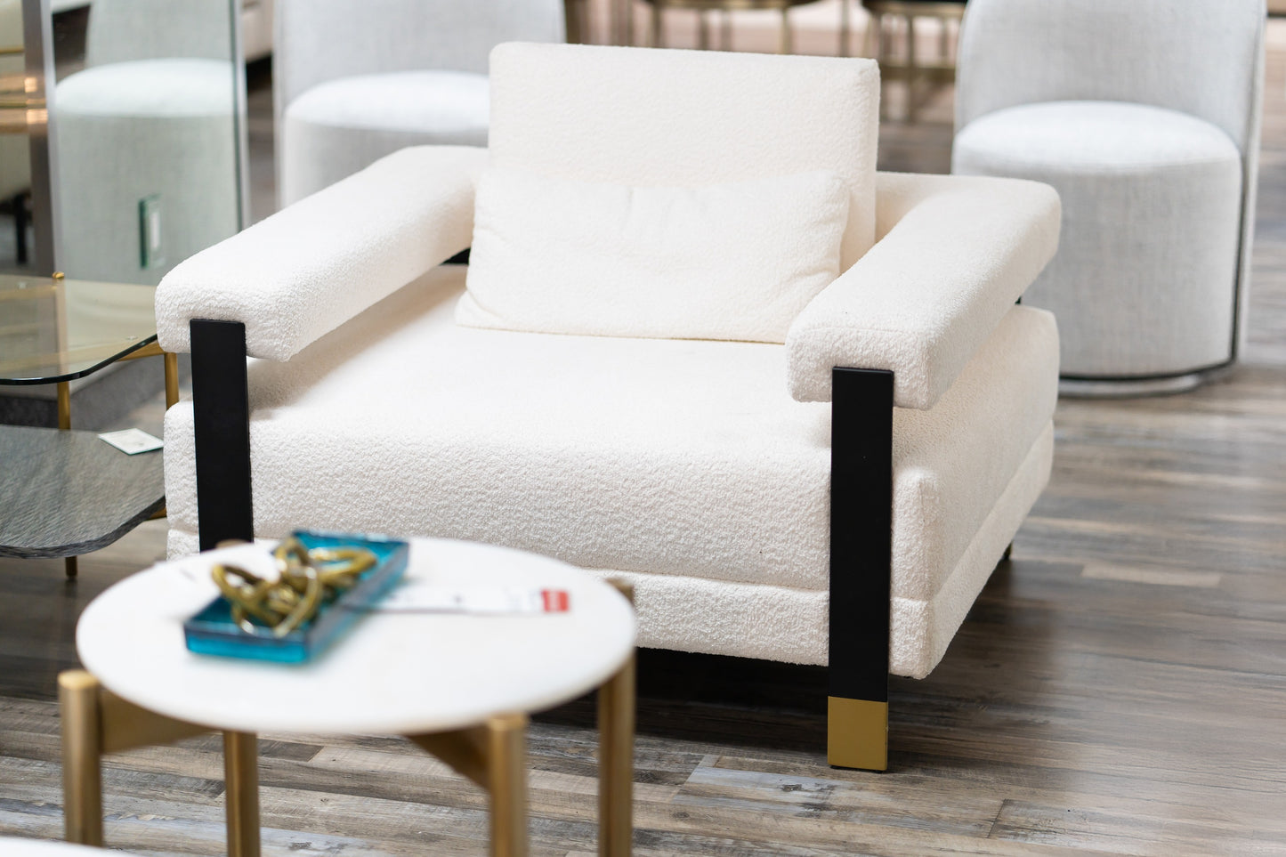 Divani Casa Stratford Modern Off-White Fabric Accent Chair