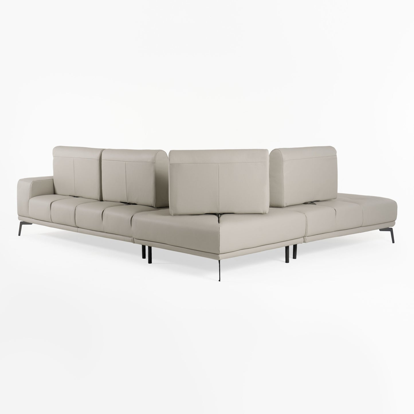 Lamod Italia Sunset Contemporary Italian Grey Leather Left Facing Sectional Sofa