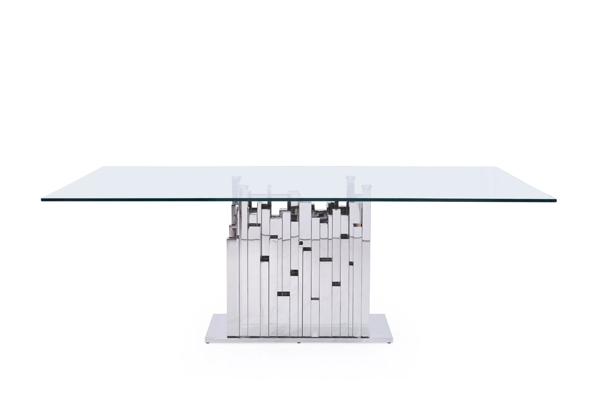 Modrest Edwin Modern Glass and Stainless Steel Dining Table