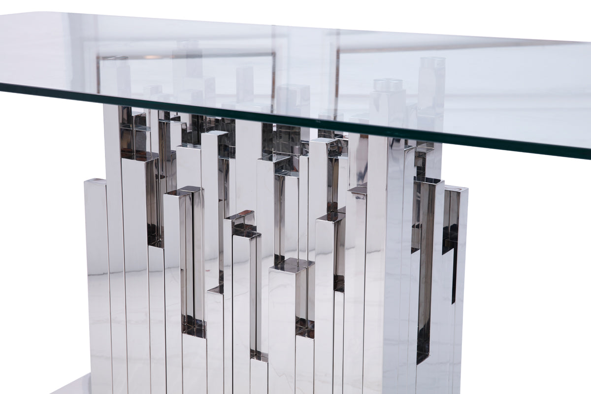 Modrest Edwin Modern Glass and Stainless Steel Dining Table