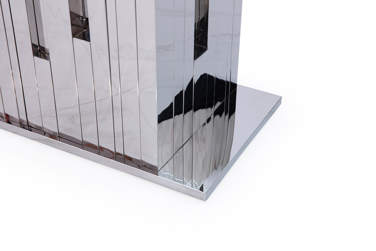 Modrest Edwin Modern Glass and Stainless Steel Dining Table