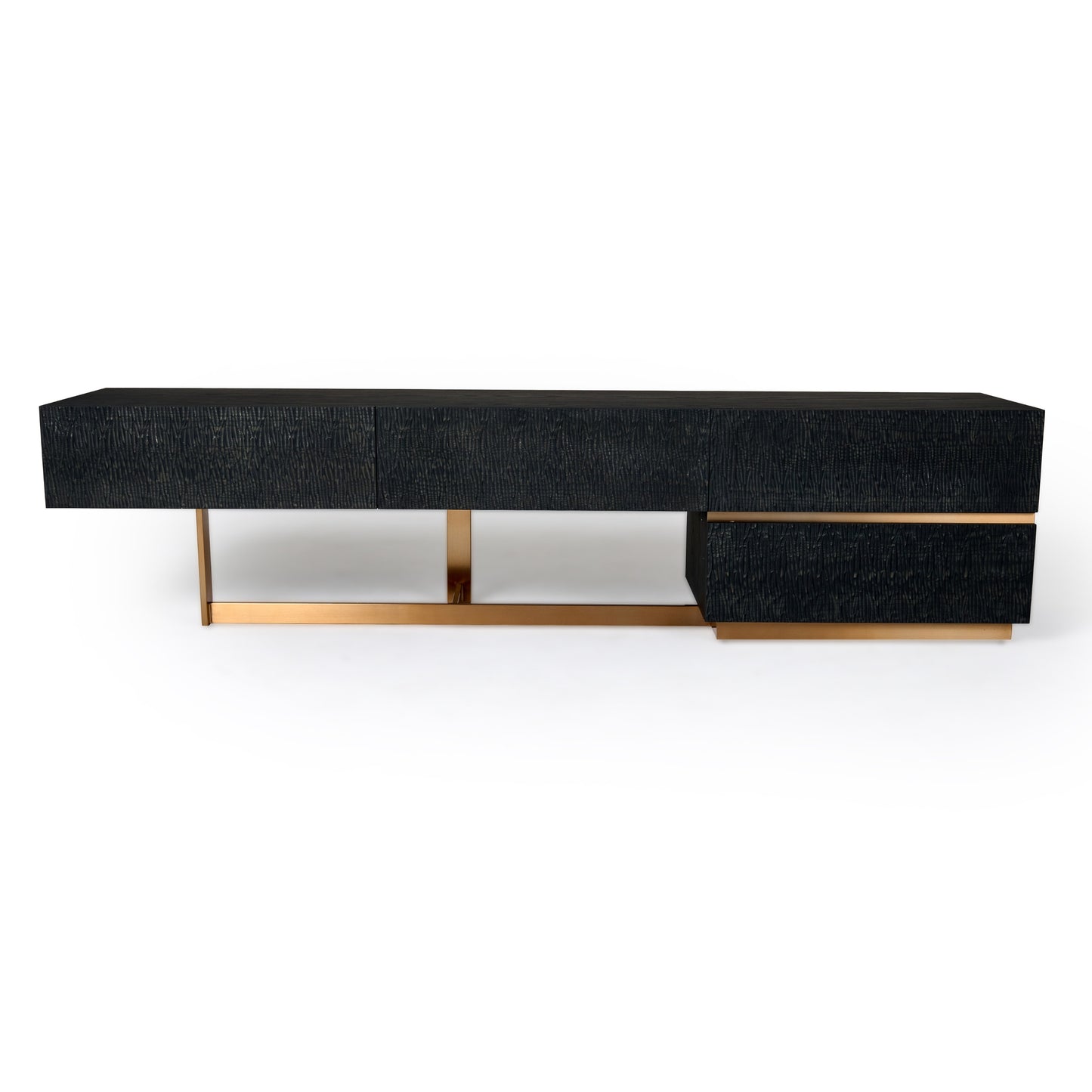 Modrest Tasha Modern Black Ash Brushed Gold TV Stand