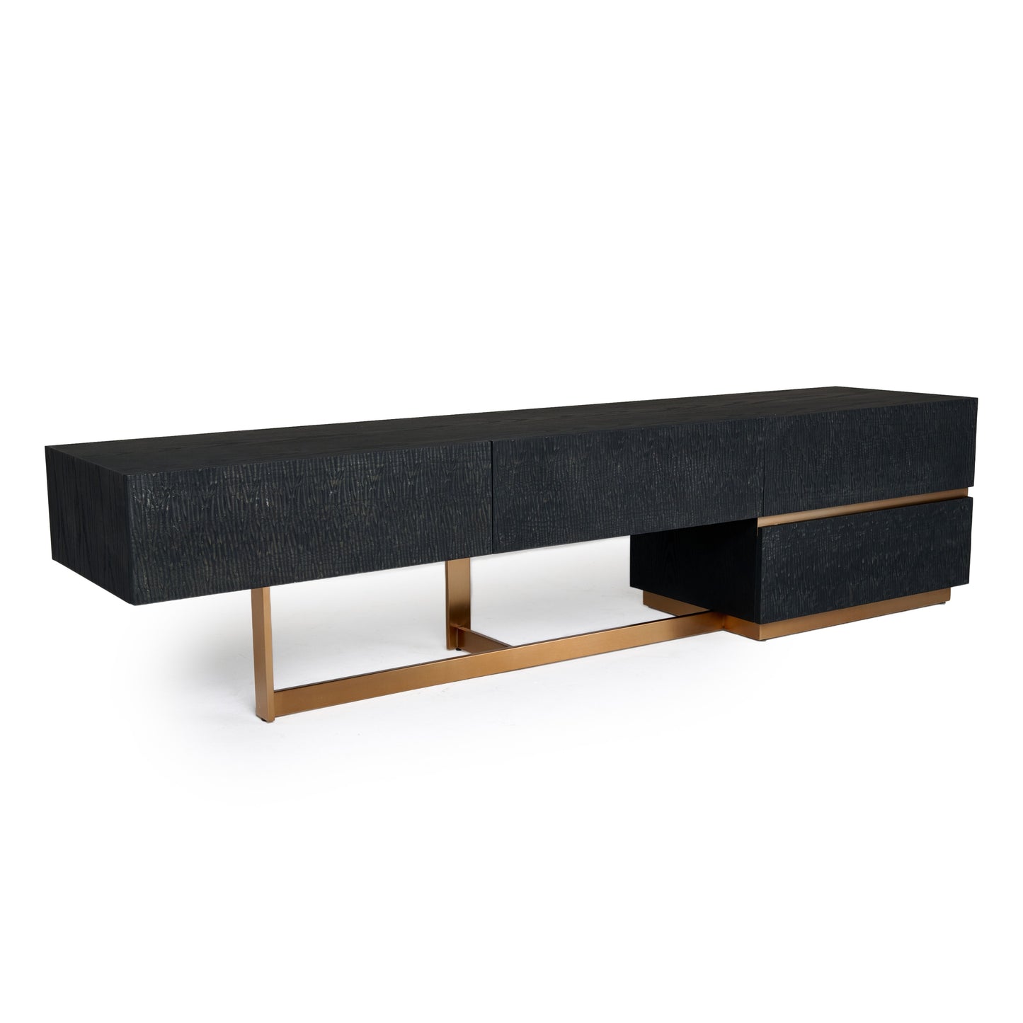 Modrest Tasha Modern Black Ash Brushed Gold TV Stand