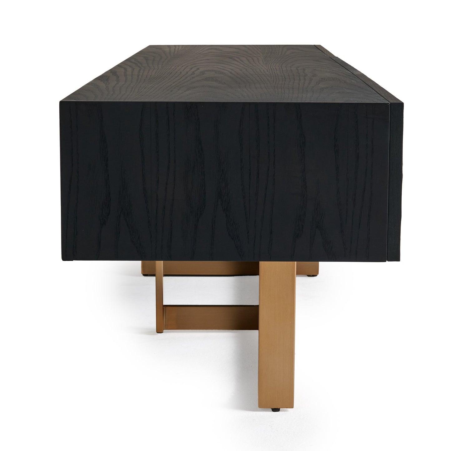Modrest Tasha Modern Black Ash Brushed Gold TV Stand