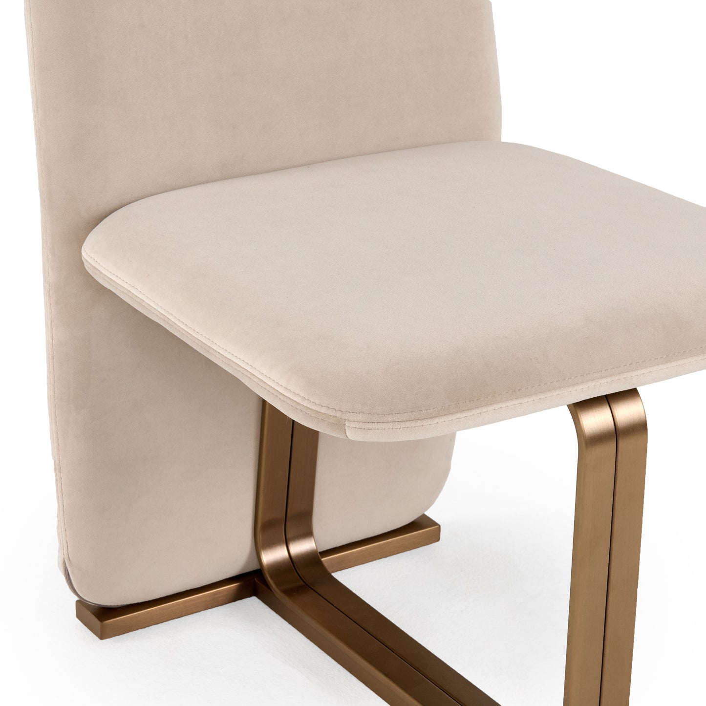 Modrest Tasha Modern Light Beige Grey Velvet Brushed Brass Dining Chair