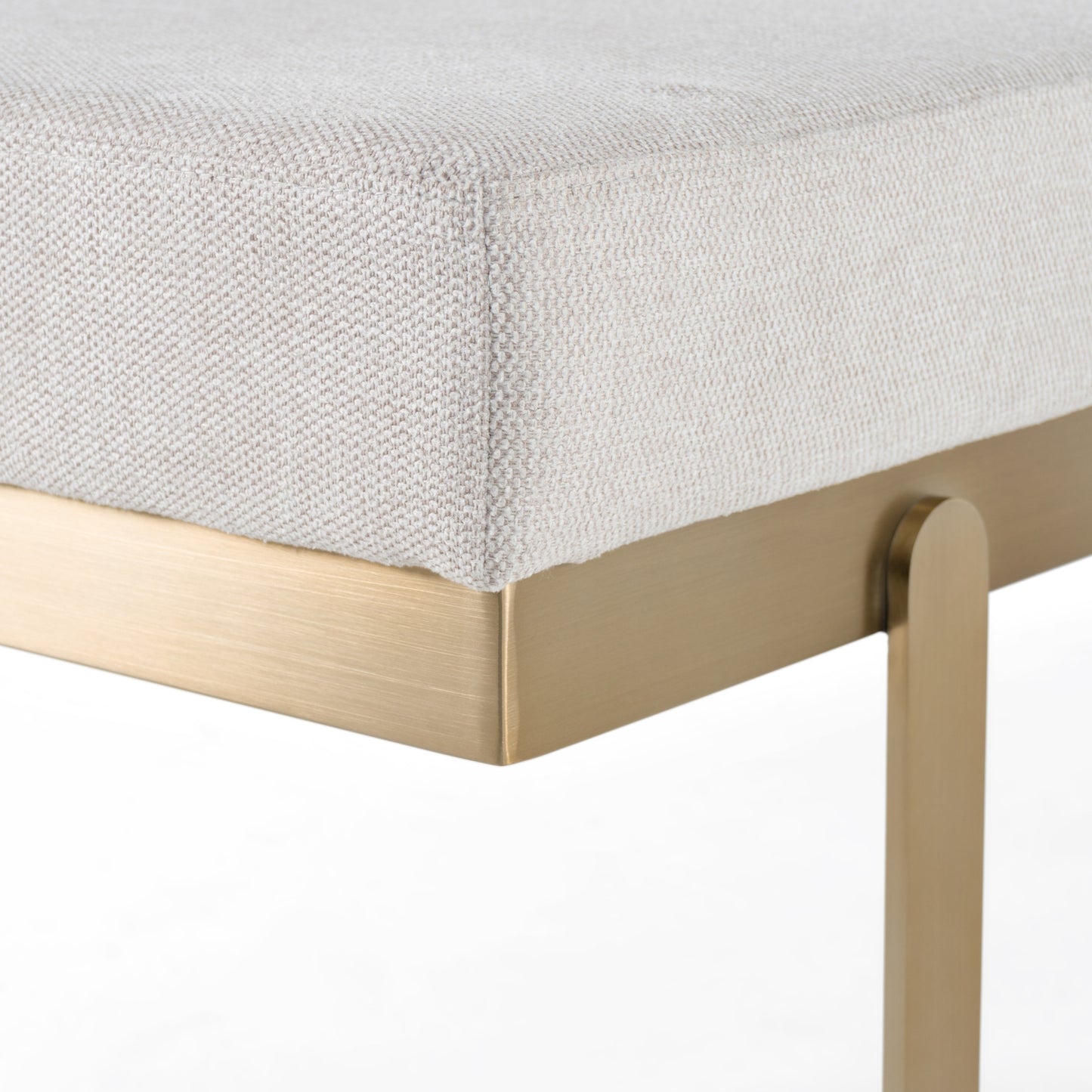 Modrest Tatum Modern Off-White Fabric Brass Dining Bench