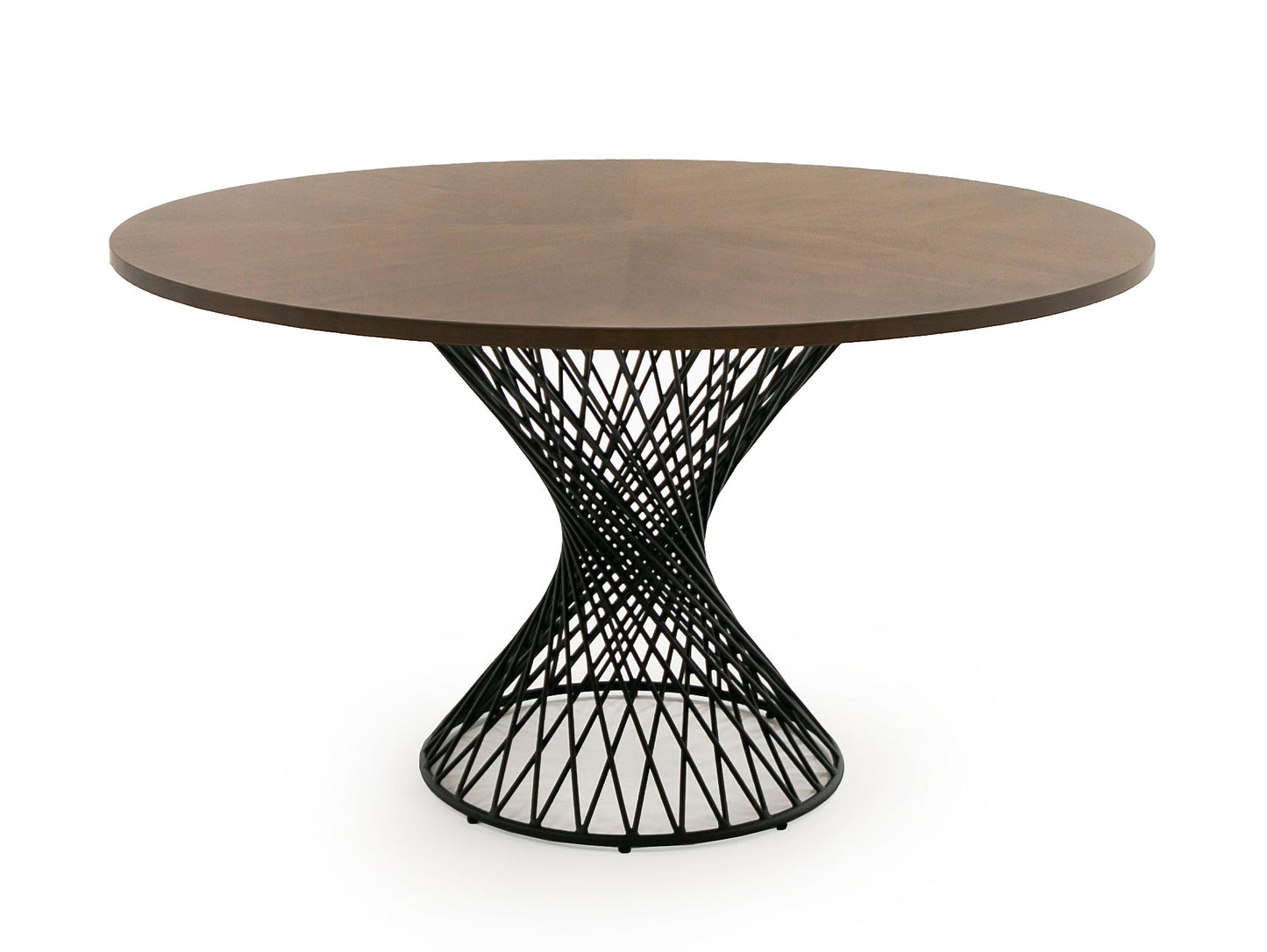 Modrest Theresa Modern Round Walnut and Black Table