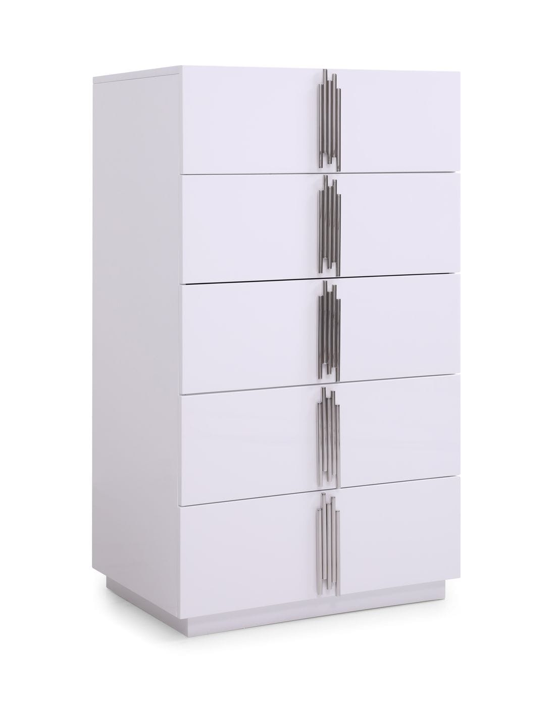 Modrest Token Modern Glossy White and Stainless Steel Chest