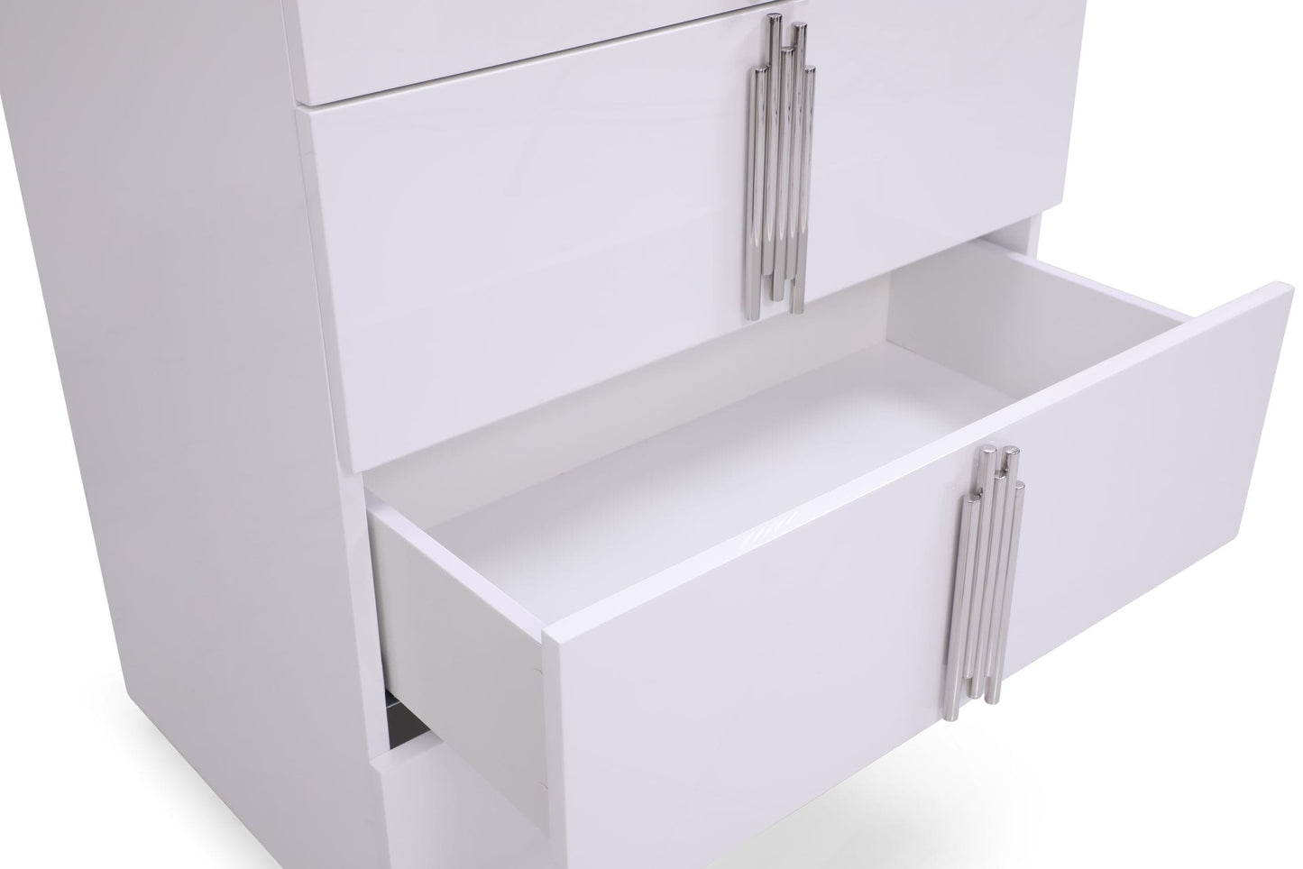 Modrest Token Modern Glossy White and Stainless Steel Chest