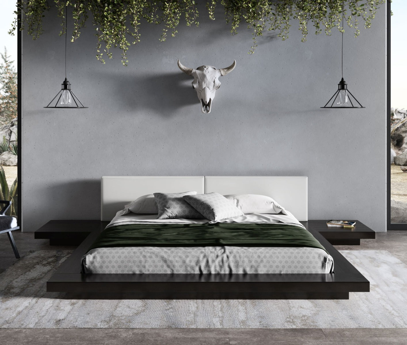 Modrest Tokyo Queen Contemporary Black and White Platform Bed