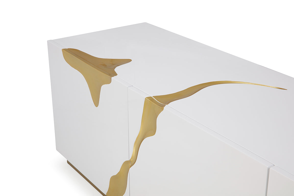 Modrest Aspen Modern White and Gold TV Stand
