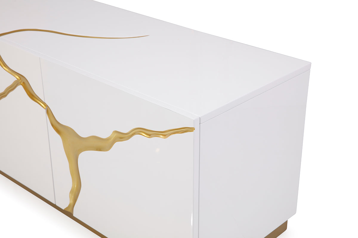 Modrest Aspen Modern White and Gold TV Stand