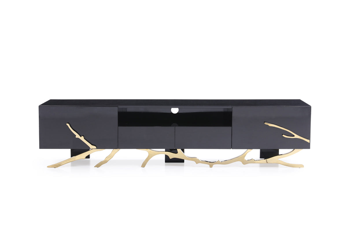 Modrest Legend Modern Black and Gold 79" TV Stand