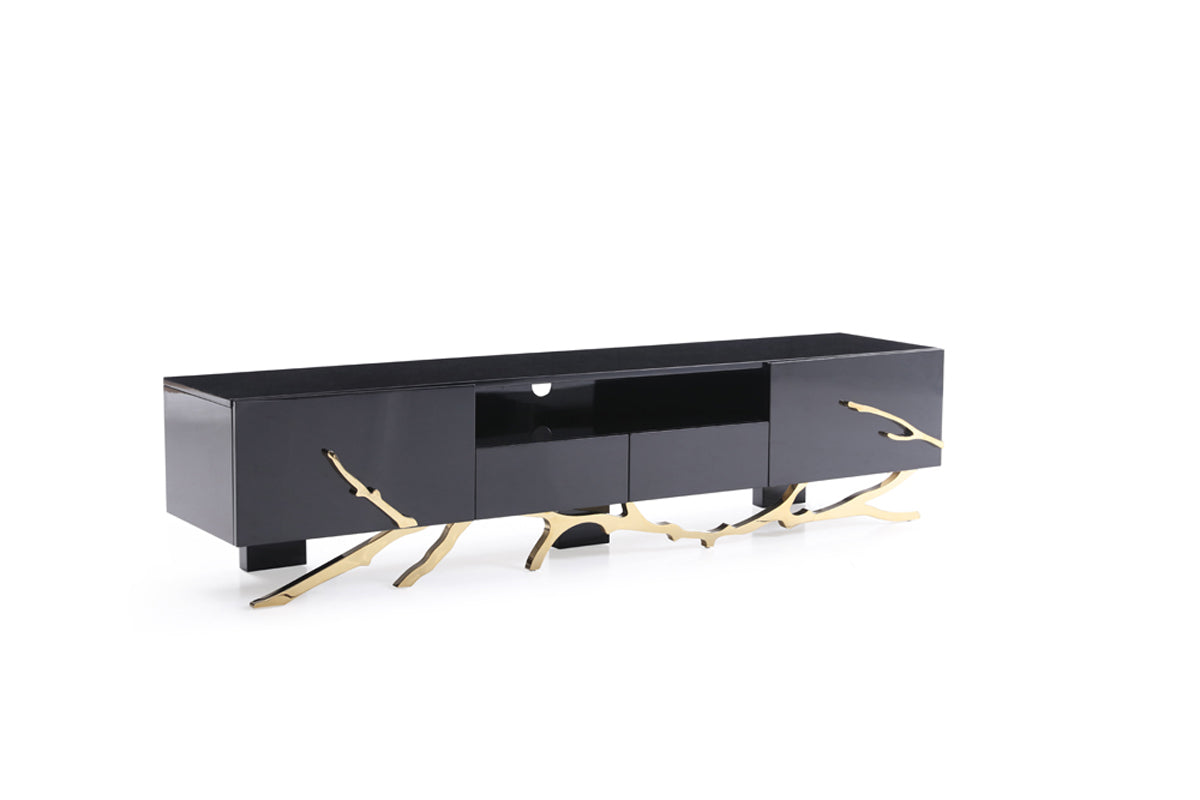 Modrest Legend Modern Black and Gold 79" TV Stand