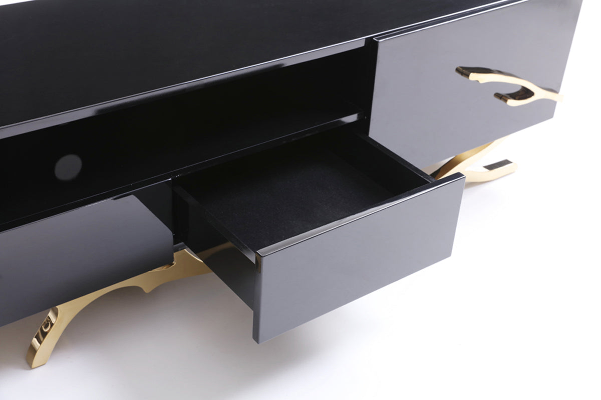 Modrest Legend Modern Black and Gold 79" TV Stand