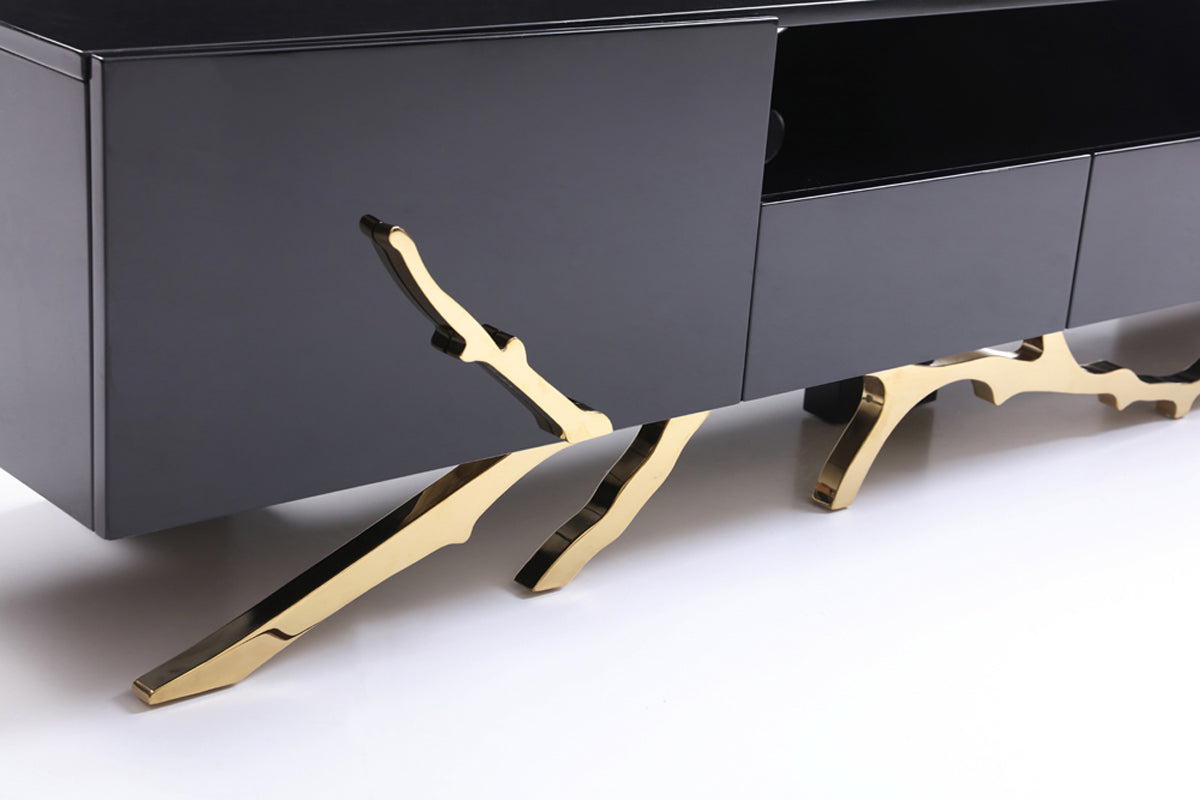 Modrest Legend Modern Black and Gold 79" TV Stand