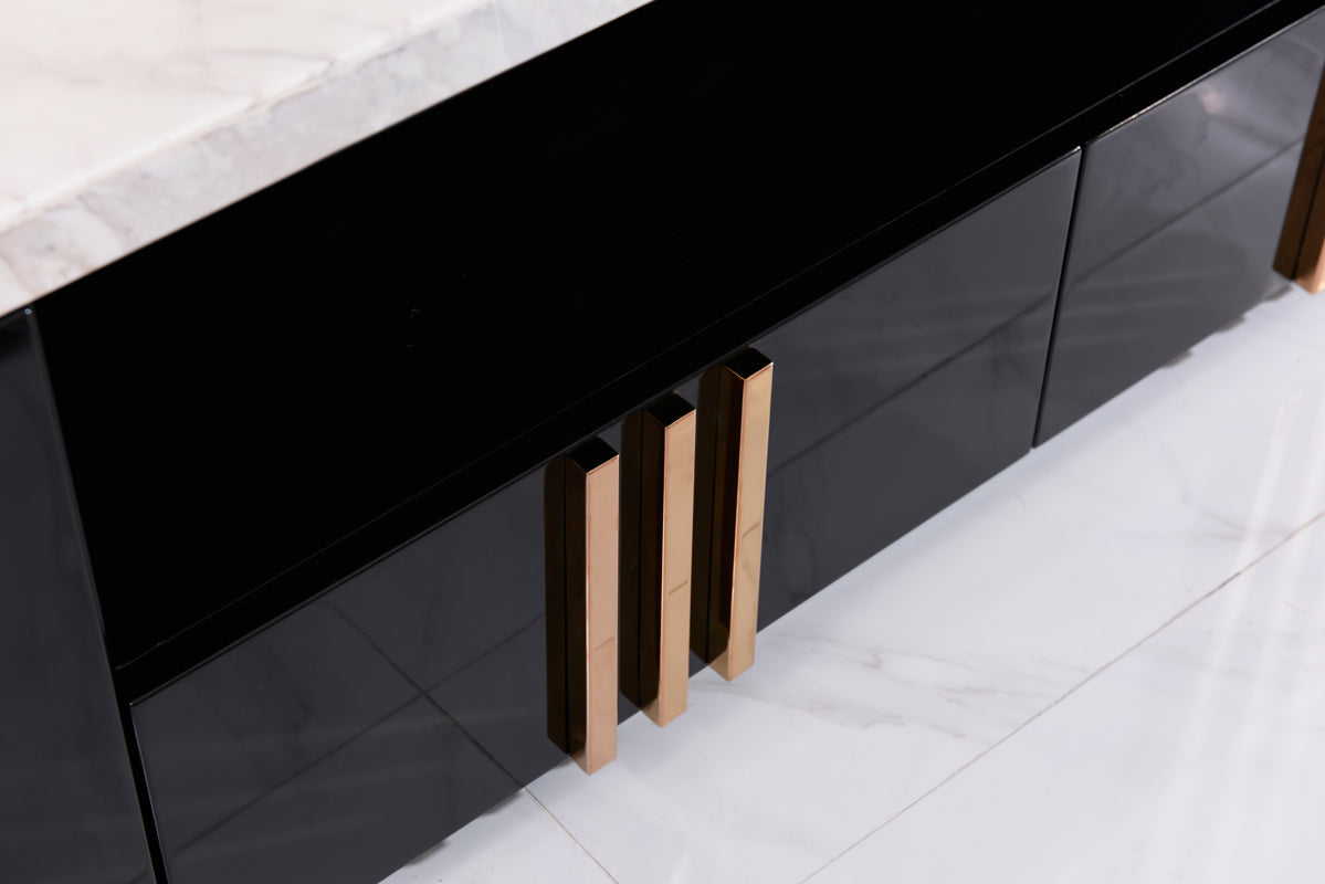 Modrest Kingsley Modern Marble and Rosegold TV Stand