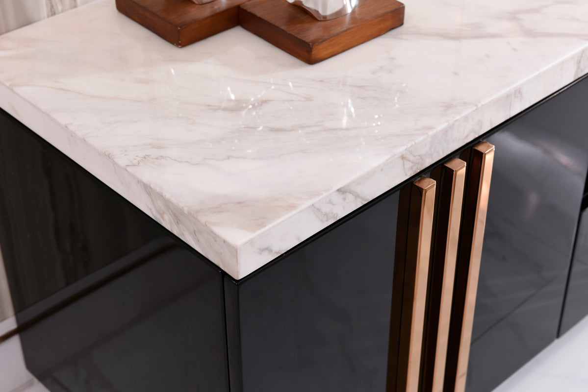Modrest Kingsley Modern Marble and Rosegold TV Stand