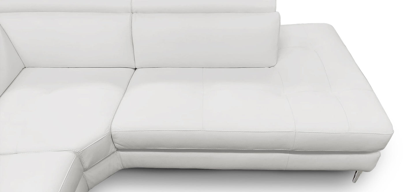 Lamod Italia Viola Italian Contemporary Grey Leather Left Facing Sectional Sofa