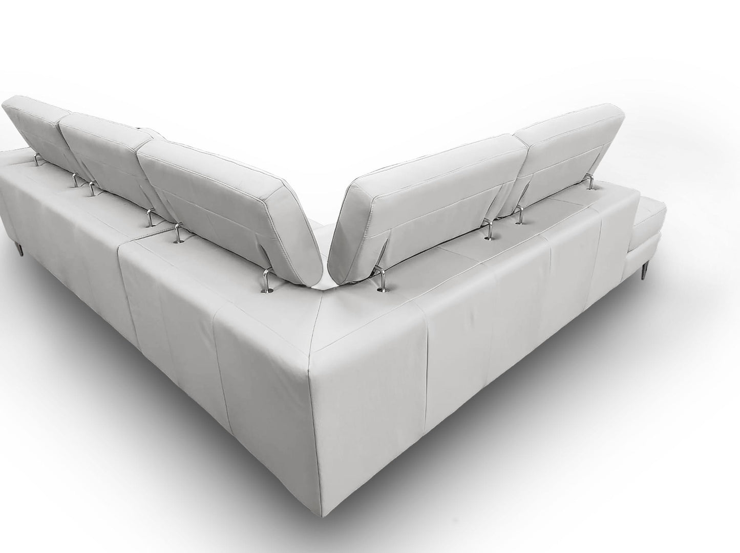 Lamod Italia Viola Italian Contemporary Grey Leather Left Facing Sectional Sofa