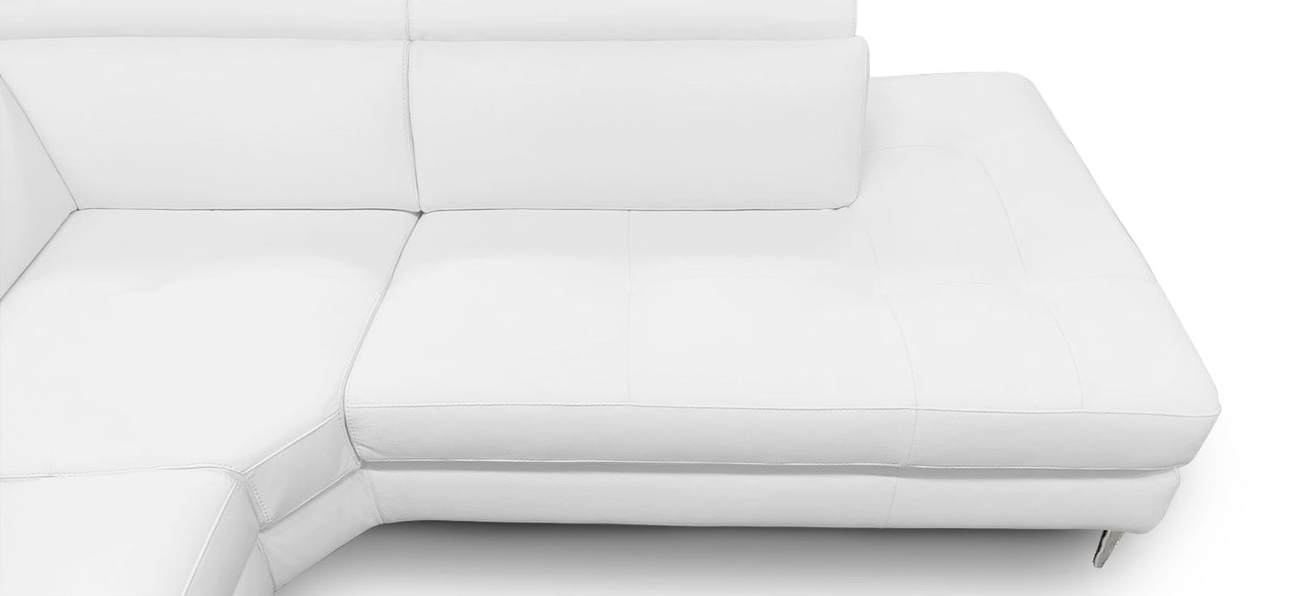 Lamod Italia Viola Italian Contemporary White Leather Right Facing Sectional Sofa
