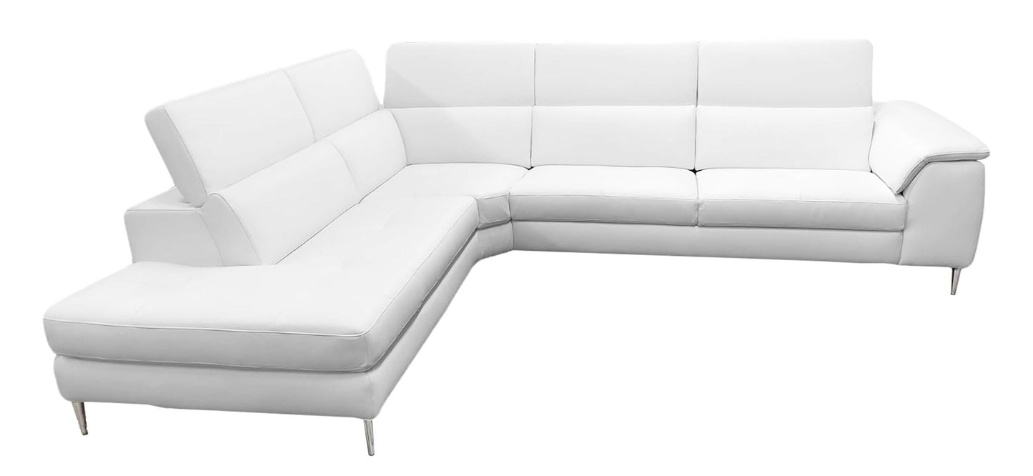 Lamod Italia Viola Italian Contemporary White Leather Left Facing Sectional Sofa