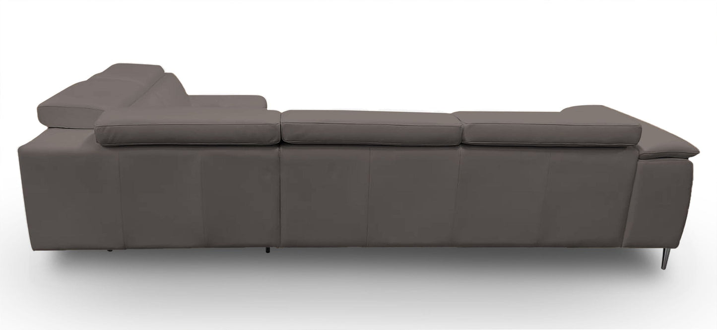 Lamod Italia Viola Italian Contemporary Grey Leather Right Facing Sectional Sofa