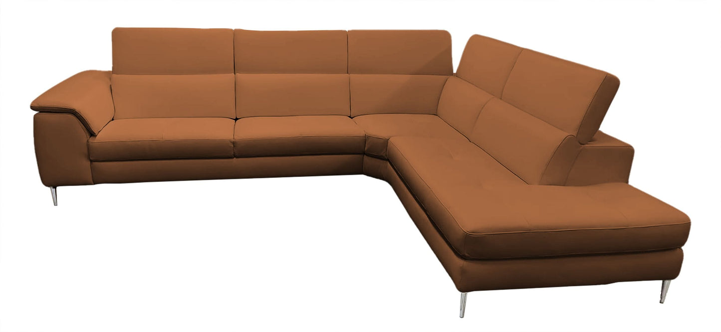 Lamod Italia Viola Italian Contemporary Cognac Leather Right Facing Sectional Sofa
